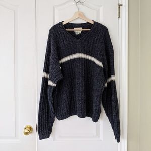 Eddie Bauer Navy with White Stripe Cotton Sweater